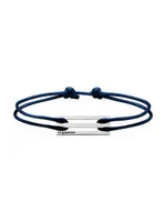 2.5g Polished & Brushed Sterling Silver Navy Cord Bracelet