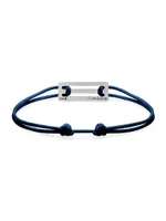 2.5g Polished & Brushed Sterling Silver Navy Cord Bracelet