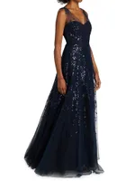 Sequined Tulle Gown