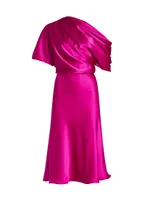 Draped Satin One-Shoulder Dress