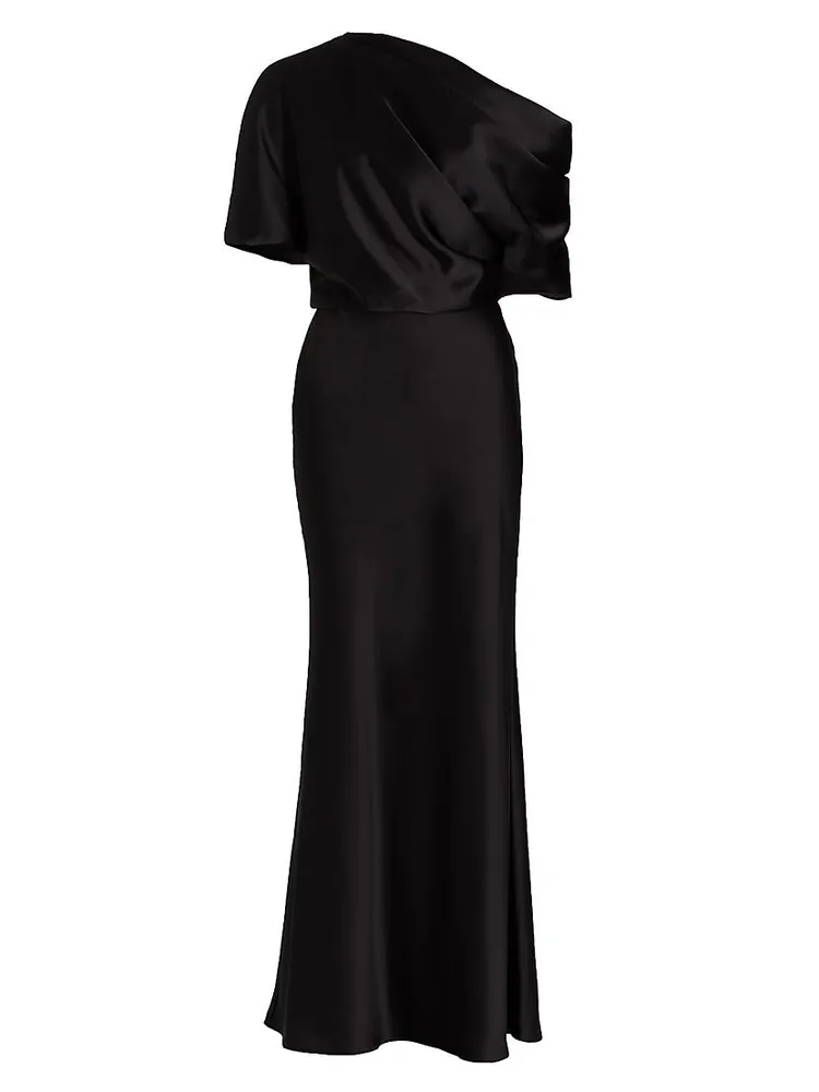 Satin One-Shoulder Gown