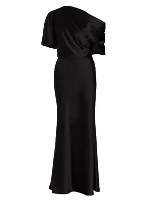 Satin One-Shoulder Gown