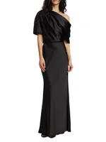 Satin One-Shoulder Gown