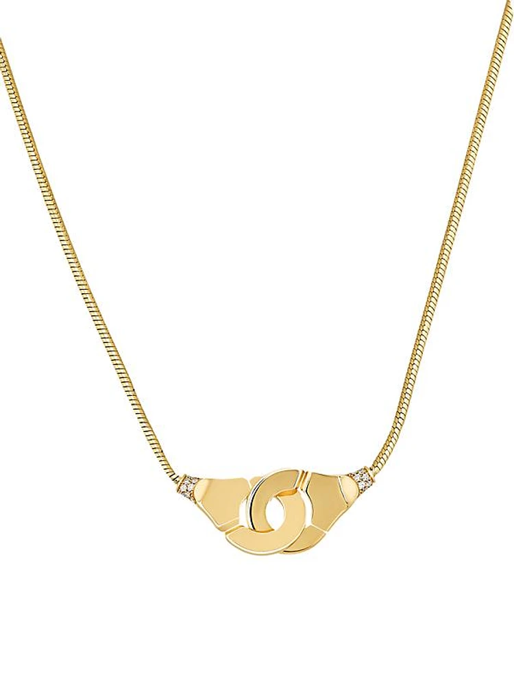 Menottes Dinh Van R12 18K Yellow Gold & Diamond Handcuff Pendant Necklace