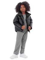 Little Girl's & Jemma Vegan Leather Puffer Jacket