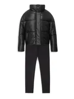 Little Girl's & Jemma Vegan Leather Puffer Jacket