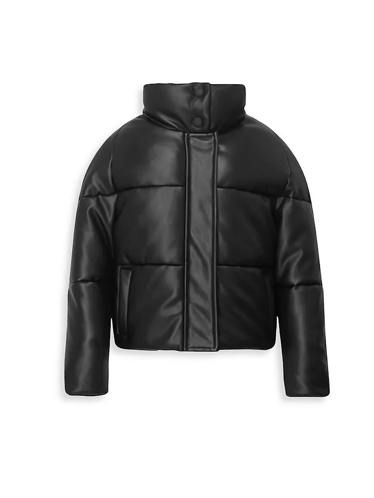 Little Girl's & Jemma Vegan Leather Puffer Jacket