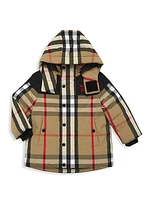 Little Boy's & Boy's Detachable Hood Check Jacket