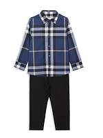 Little Boy's & Boy's Check Stretch-Cotton Shirt