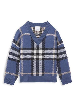 Little Boy's & Boy's Denny Check Intarsia Wool-Cashmere Sweater