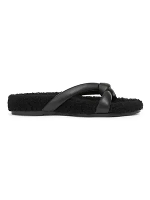 Honore Shearling Leather-Strapped Sandals