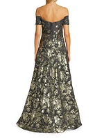 Metallic Jacquard A-Line Gown