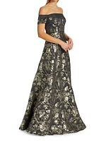 Metallic Jacquard A-Line Gown