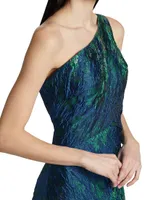 Brocade One-Shoulder A-Line Gown