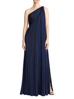 Priya One-Shoulder Draped Gown