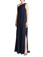 Priya One-Shoulder Draped Gown