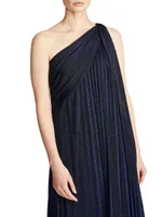 Priya One-Shoulder Draped Gown