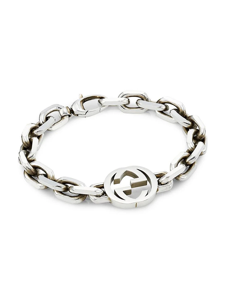 Unisex Sterling Silver Interlocking G Chain Bracelet