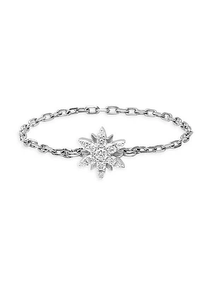 Magic Touch 18K White Gold & Diamond Sun Chain Ring