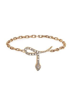 Magic Touch 18K Gold & 0.05 TCW Diamond Snake Chain Ring