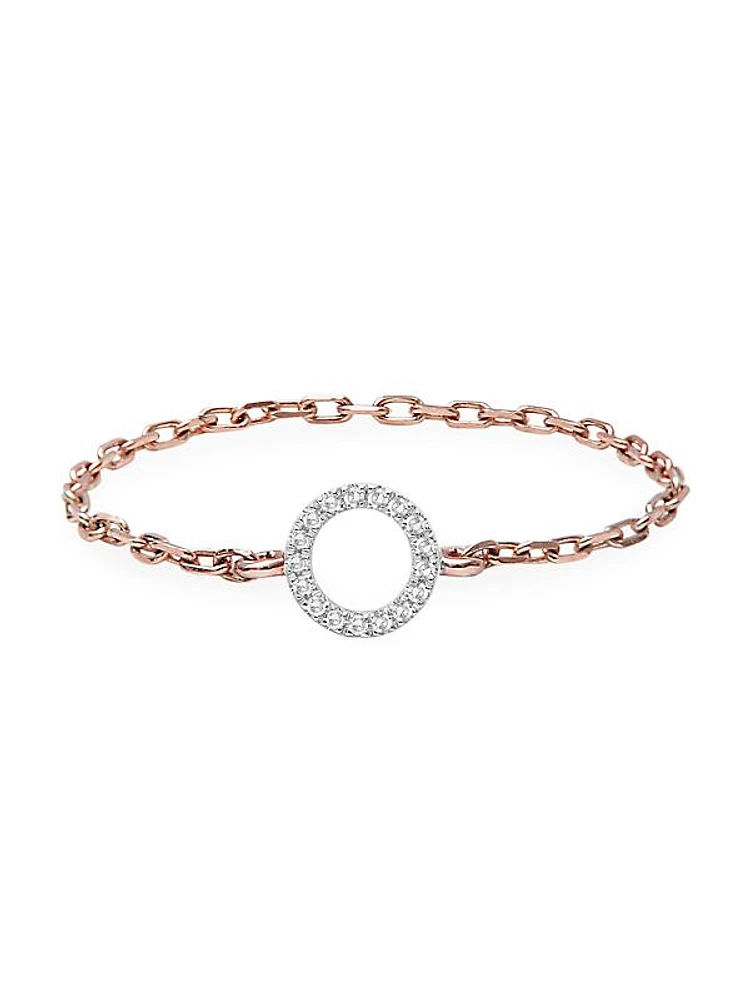 Magic Touch 18K Rose Gold & Diamond Circle Chain Ring