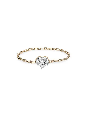 Magic Touch 18K Yellow Gold & Diamond Heart Chain Ring