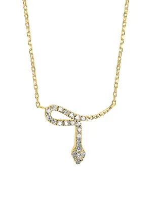 Magic Touch 18K Yellow Gold & Diamond Snake Pendant Necklace