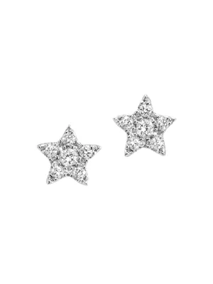 Magic Touch 18K White Gold & Diamond Star Stud Earrings