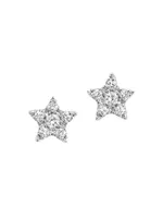 Magic Touch 18K White Gold & Diamond Star Stud Earrings