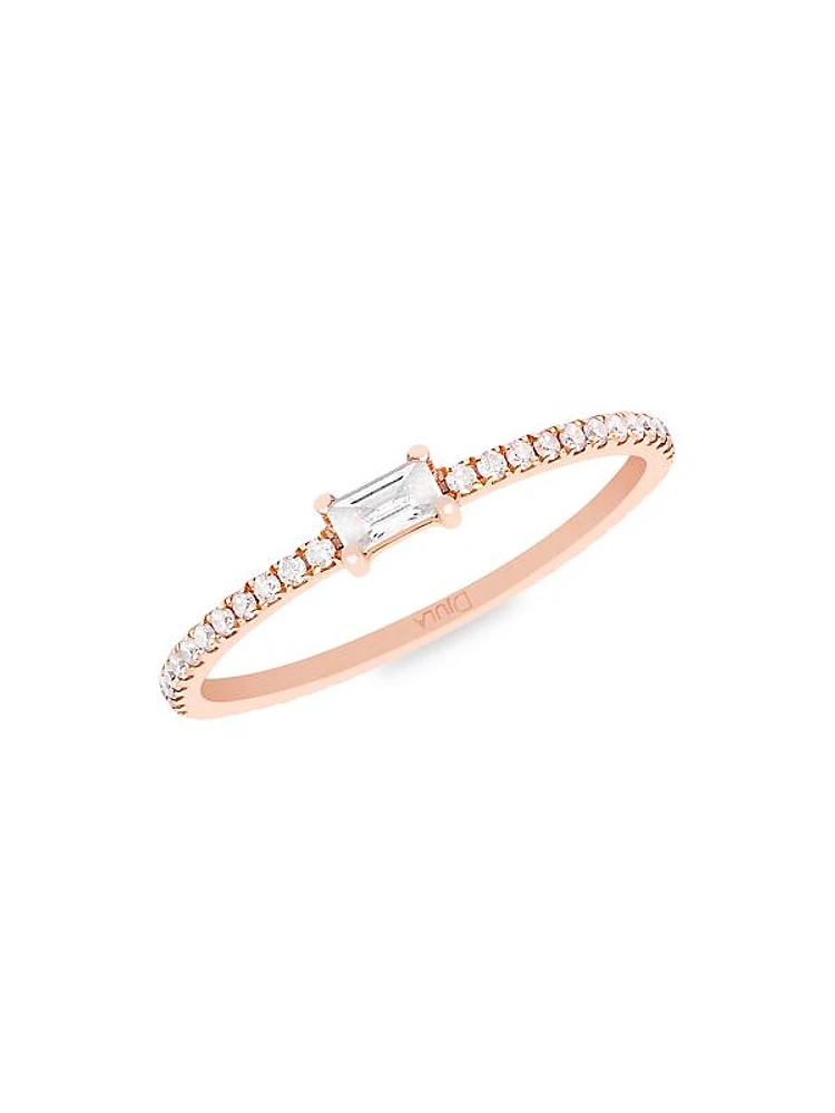 Mix & Match 18K Rose Gold & Diamond Baguette Ring