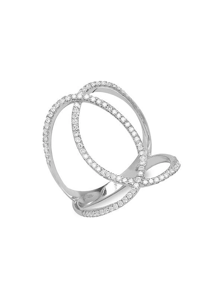 Graphique 18K White Gold & Diamond Double C Ring