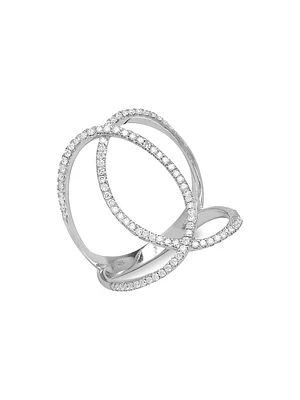 Graphique 18K White Gold & Diamond Double C Ring