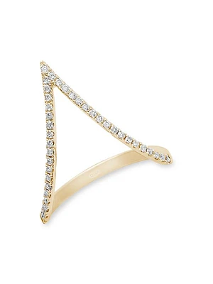 Graphique 18K Yellow Gold & Diamond V Ring