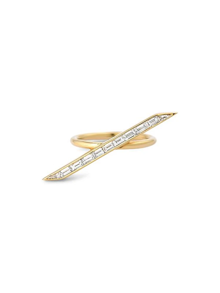 Signature 18K Yellow Gold & Diamond Line Ring