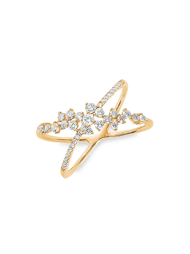 Fairytale 18K Yellow Gold & Diamond Petite Crossed Ring