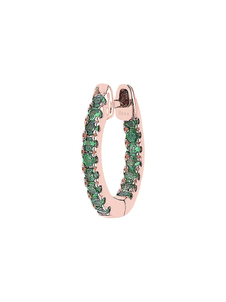 Précieuse 18K Rose Gold & Tsavorite Single Hoop Earring