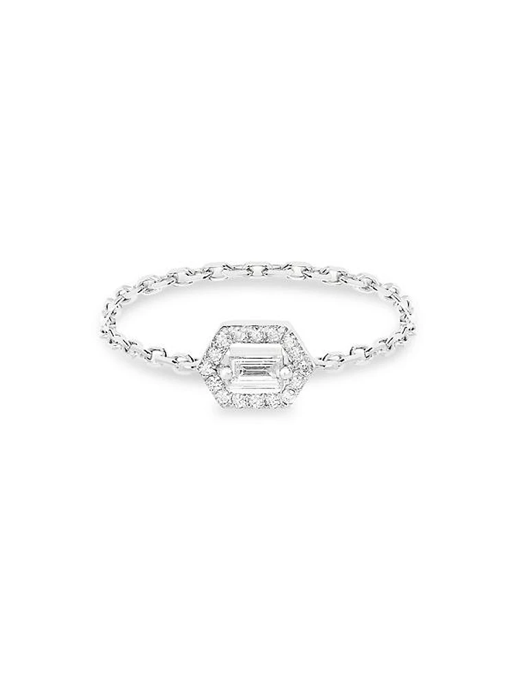 Eclat 18K White Gold & Diamond Chain Ring