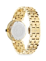 Greca Icon IP Yellow Gold & Crystal Bracelet Watch
