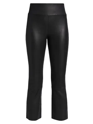 Leather Crop Flare Leggings