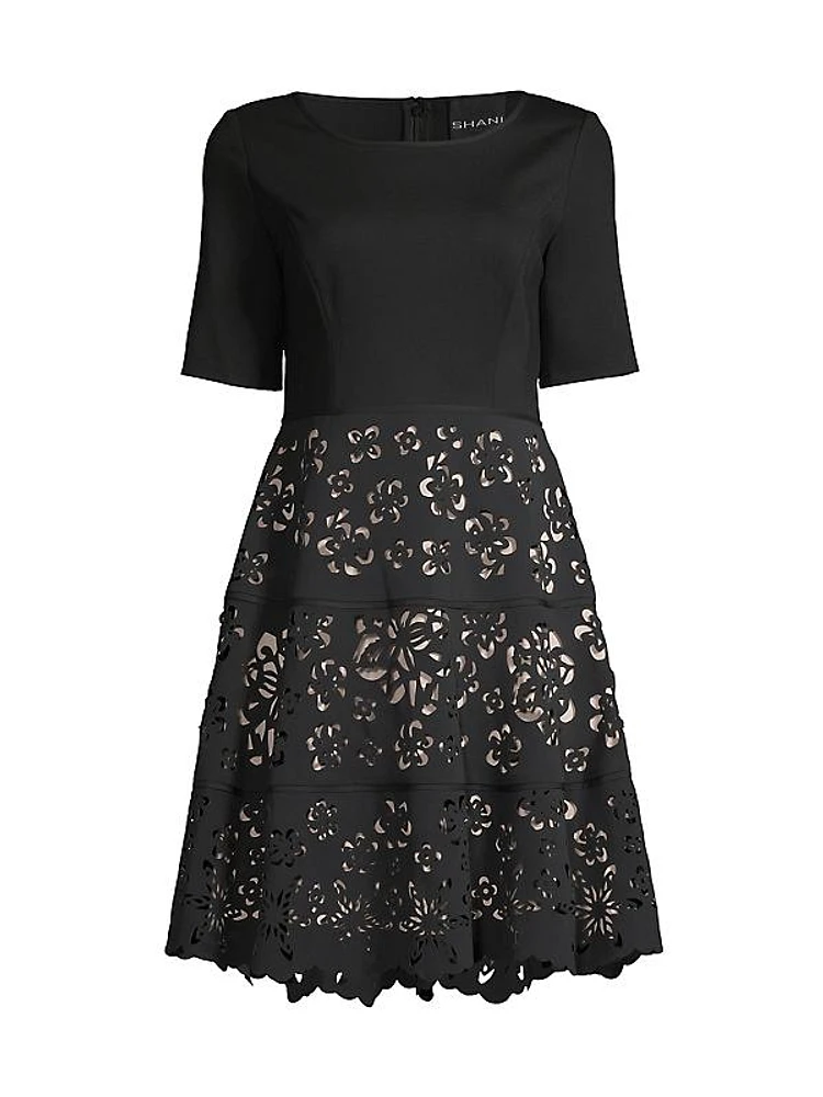 Laser Cut Crepe Dress