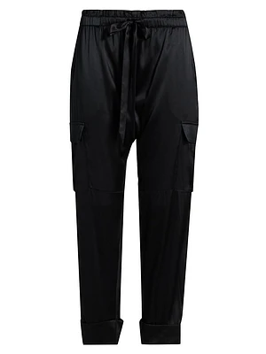 Carmen Silk Charmeuse Cargo Pants