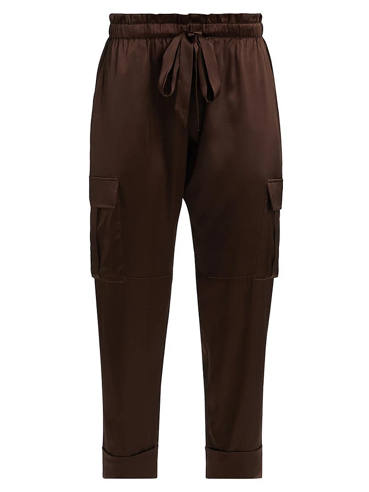 Carmen Silk Charmeuse Cargo Pants