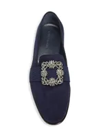 Carlton Crystal Encrusted Buckle Suede Loafers