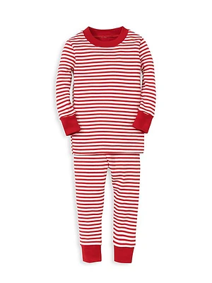 Little Kid's Santa Santics Stripe Pajamas Set