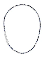 Chain Classic Lapis Lazuli, Hematite, Pyrite, Kyanite, & Silver Beaded Transformable Bracelet