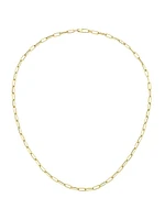 18K Yellow Gold Polished & Fluted Paper Clip Chain Necklace