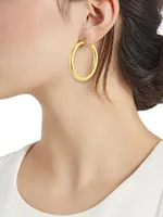 18K Yellow Gold Round Tubular Hoop Earrings, 40MM