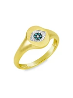 14K Gold & Diamond Evil Eye Signet Ring