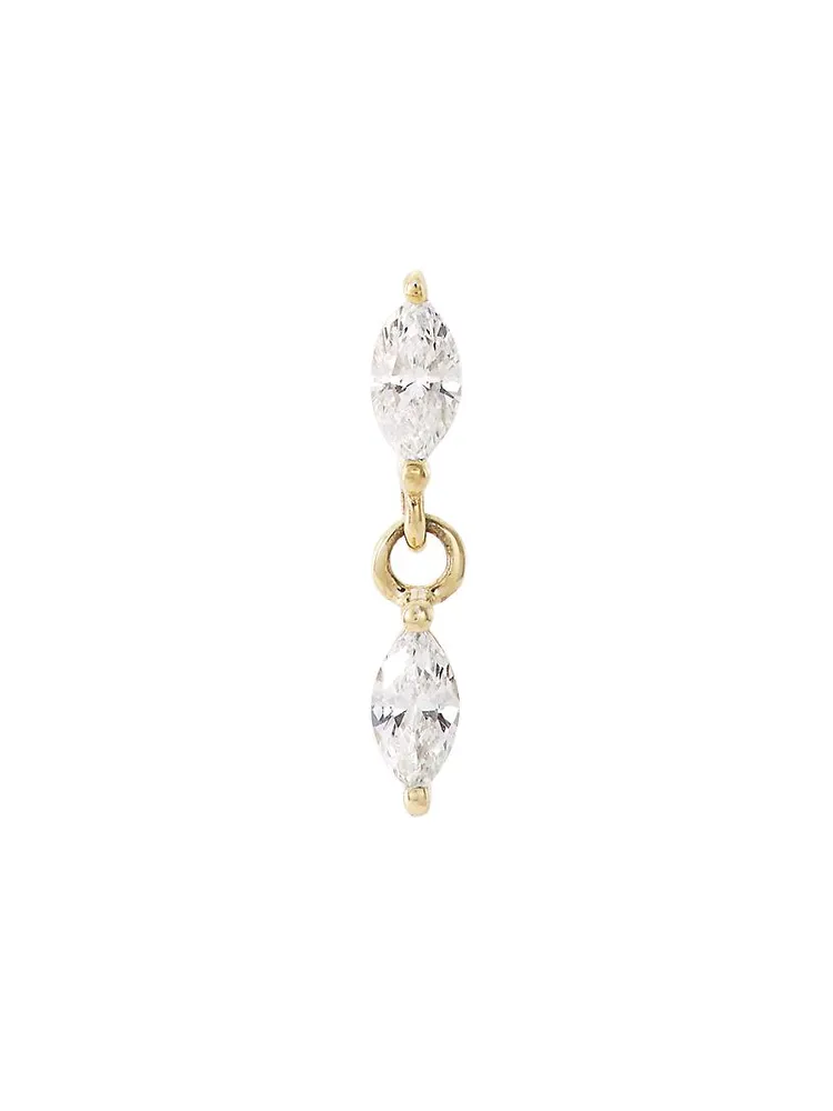 14K Gold & Diamond Marquise Dangle Stud Earring