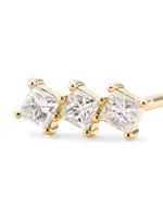 14K Gold & Diamond Triple Princess Stud Earring